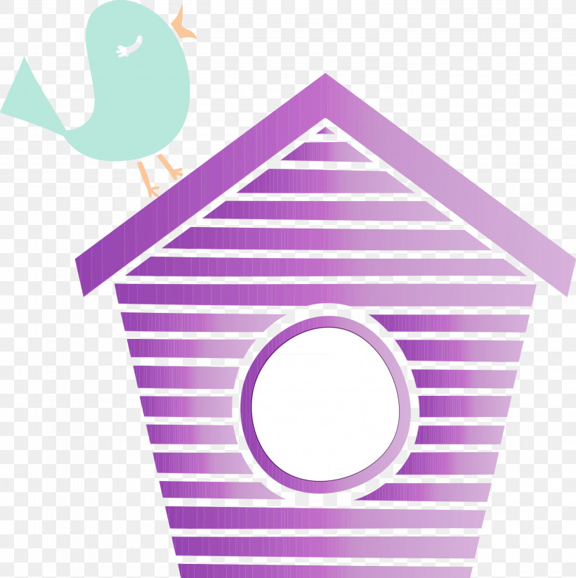 Purple Line Birdhouse, PNG, 2991x3000px, Cute Cartoon Bird, Bird House, Birdhouse, Line, Paint Download Free