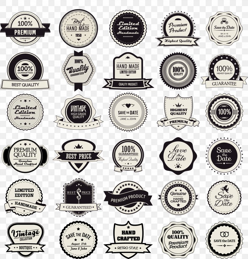 Label Vintage Clothing Badge Circle, PNG, 3277x3427px, Label, Badge, Black And White, Brand, Button Download Free