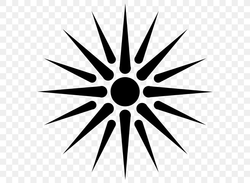 Vergina Sun Republic Of Macedonia Argead Dynasty, PNG, 600x600px, Vergina, Ancient Greek Art, Ancient Macedonians, Argead Dynasty, Black And White Download Free