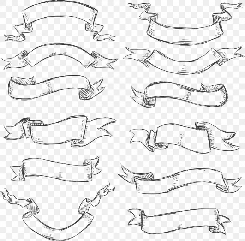 Drawing Banner Graphic Arts, PNG, 1000x986px, Drawing, Art, Banner, Black And White, Body Jewelry Download Free