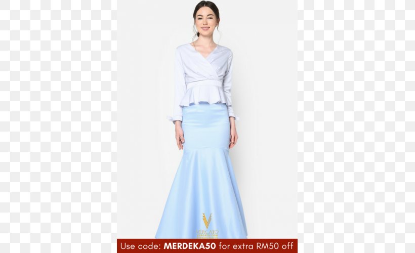 Baju Kurung Dress Kebaya Sleeve Fashion, PNG, 500x500px, Baju Kurung, Abdomen, Blue, Bridal Party Dress, Bride Download Free