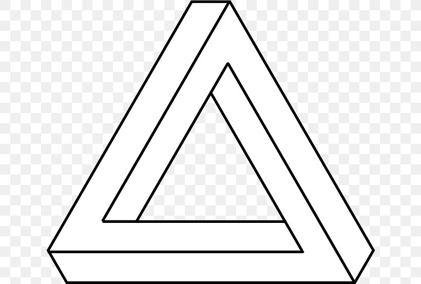 Penrose Triangle Optical Illusion Drawing, PNG, 640x553px, Penrose Triangle, Area, Art, Black, Black And White Download Free