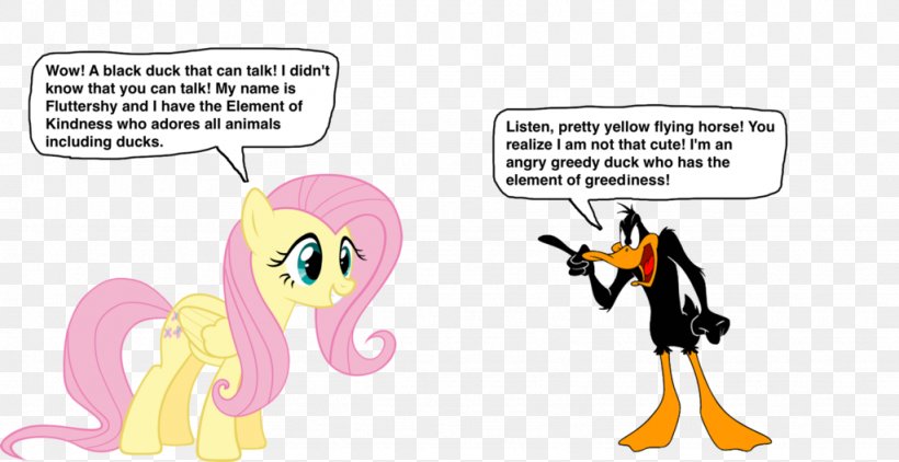 Daffy Duck Fluttershy Horse, PNG, 1024x528px, Watercolor, Cartoon, Flower, Frame, Heart Download Free