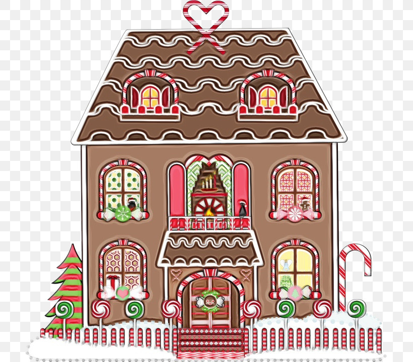 Christmas Decoration, PNG, 717x720px, Watercolor, Architecture, Christmas Decoration, Gingerbread, Gingerbread House Download Free