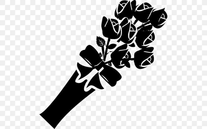 Flower Bouquet Rose, PNG, 512x512px, Flower Bouquet, Black, Black And White, Black Rose, Branch Download Free