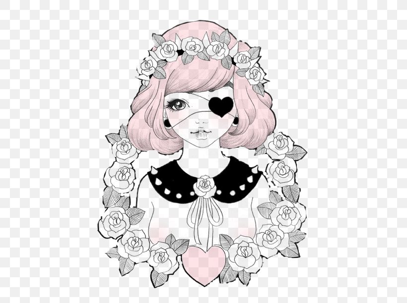 Gothic Fashion Drawing Pastel Goth Subculture Clip Art, PNG, 500x612px, Watercolor, Cartoon, Flower, Frame, Heart Download Free