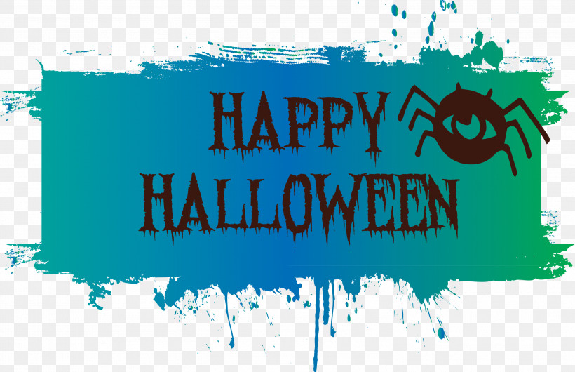 Happy Halloween, PNG, 2999x1939px, Happy Halloween, Logo, Poster, Spider, Spider Web Download Free