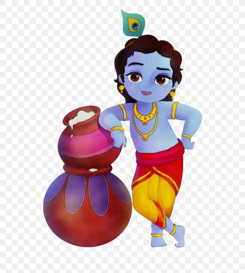 Krishna Janmashtami, PNG, 600x912px, Watercolor, Animation, Bala Krishna, Cartoon, Drawing Download Free