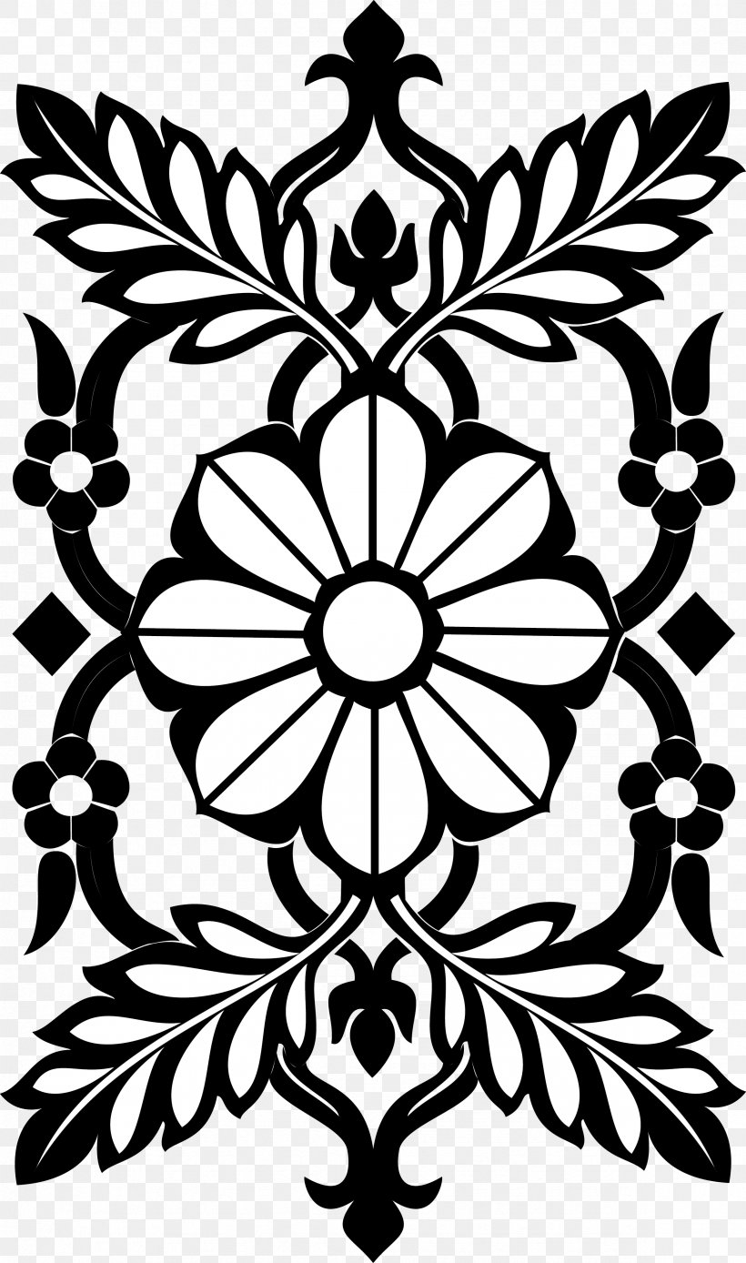 Symbol Floral Design Pattern, PNG, 2367x4009px, Symbol, Black, Black And White, Branch, Flora Download Free