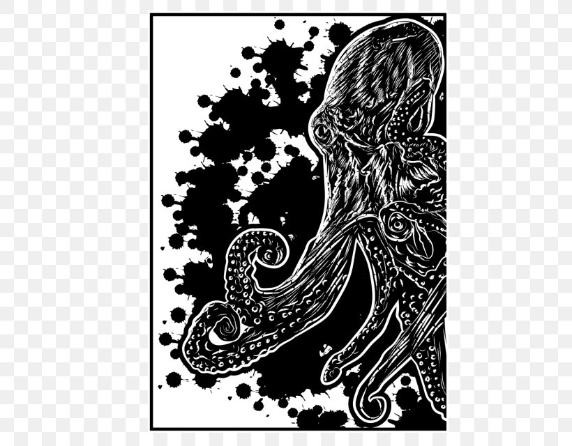 Paisley Vertebrate Graphic Design Monochrome Octopus, PNG, 640x640px, Paisley, Art, Black, Black And White, Black M Download Free