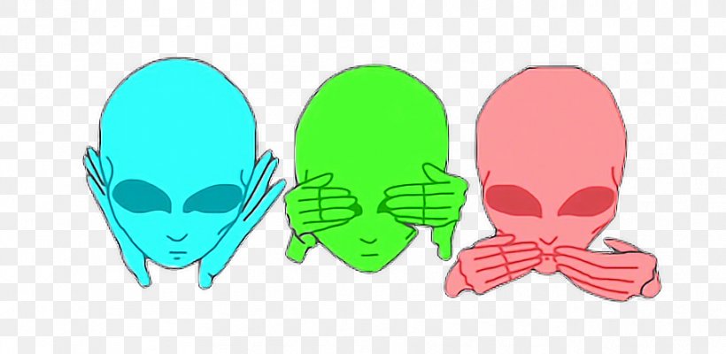 Sticker Three Wise Monkeys Alien Victim Of Fashion, PNG, 906x442px, Watercolor, Cartoon, Flower, Frame, Heart Download Free