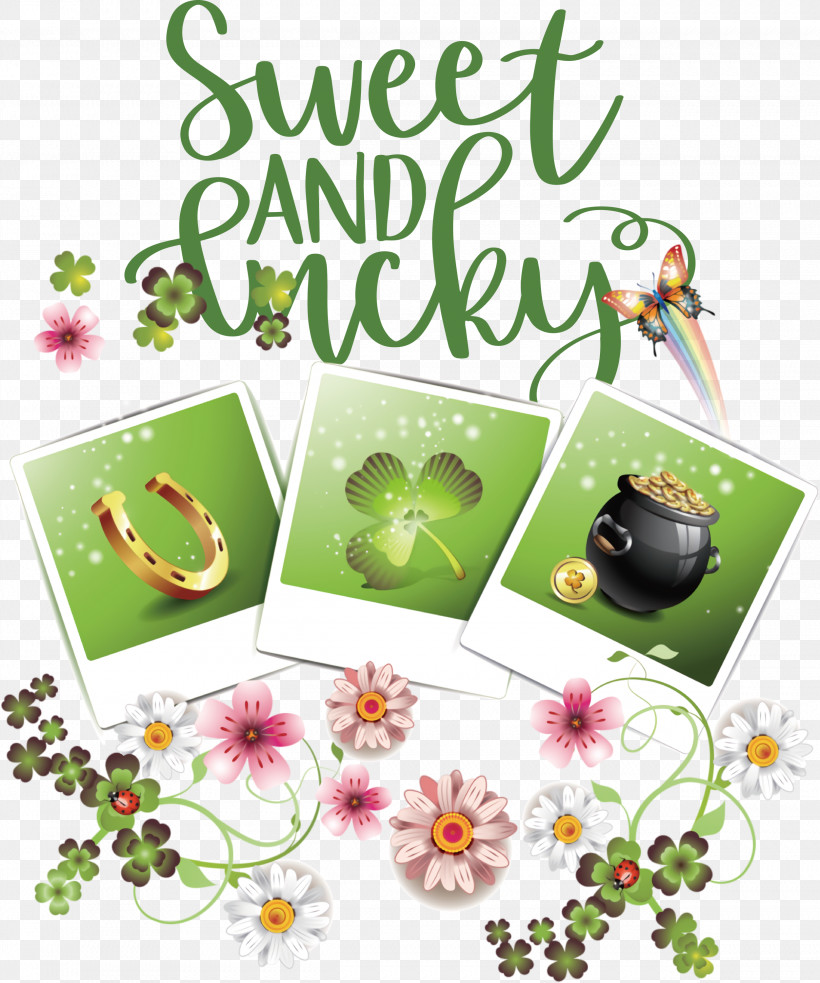 Sweet And Lucky St Patricks Day, PNG, 2501x3000px, St Patricks Day, Clover, Fourleaf Clover, Irish People, Luck Download Free