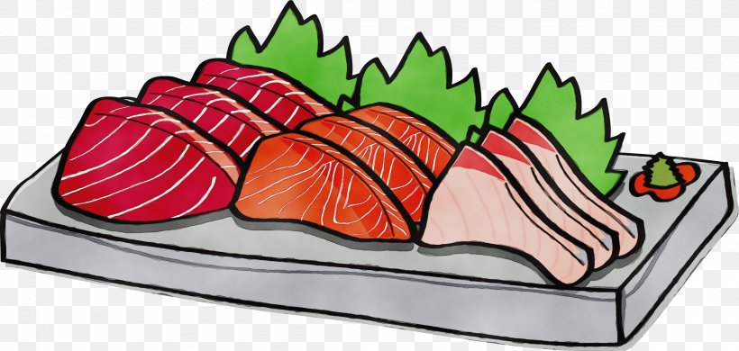 Sushi Cartoon, PNG, 2400x1144px, Watercolor, Cuisine, Dish, Fish Products, Fish Slice Download Free
