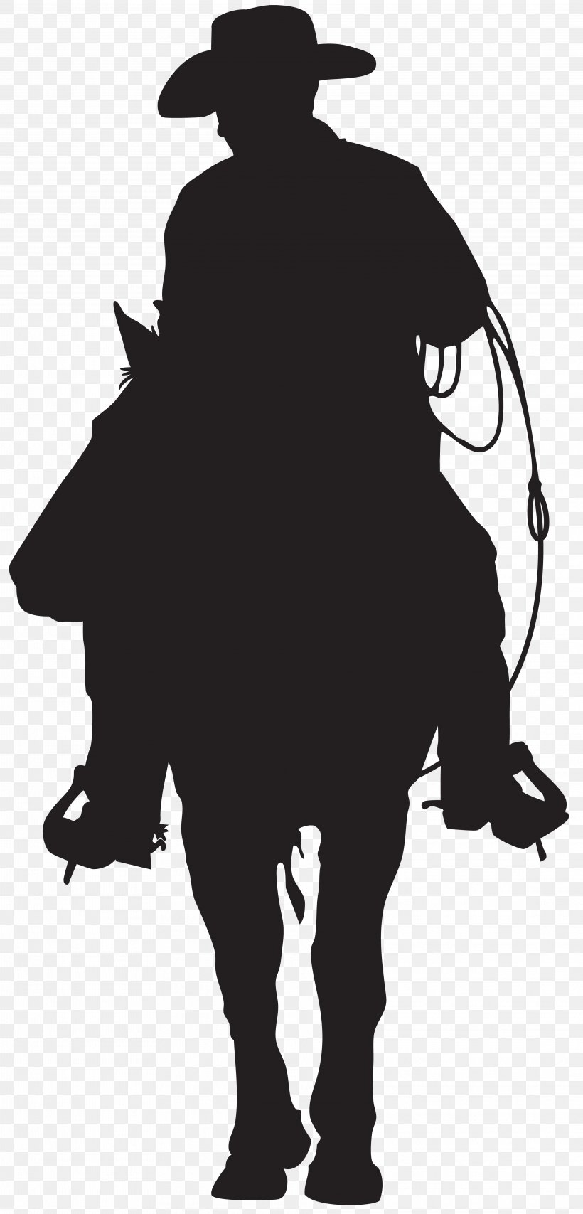Silhouette Cowboy American Frontier Clip Art, PNG, 3842x8000px, American Frontier, Art, Black, Black And White, Cattle Like Mammal Download Free