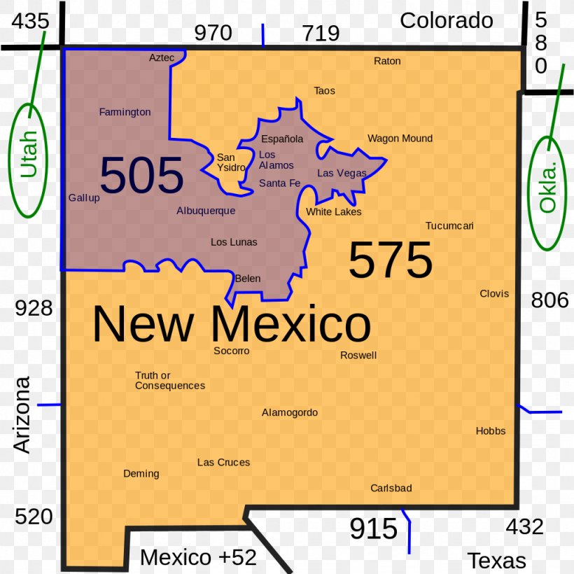 Area Code 505 Area Code 575 Area Code 520 Telephone Numbering Plan Area Code 512, PNG, 1024x1024px, Telephone Numbering Plan, Area, Area Codes 713 281 346 And 832, Country Code, Diagram Download Free