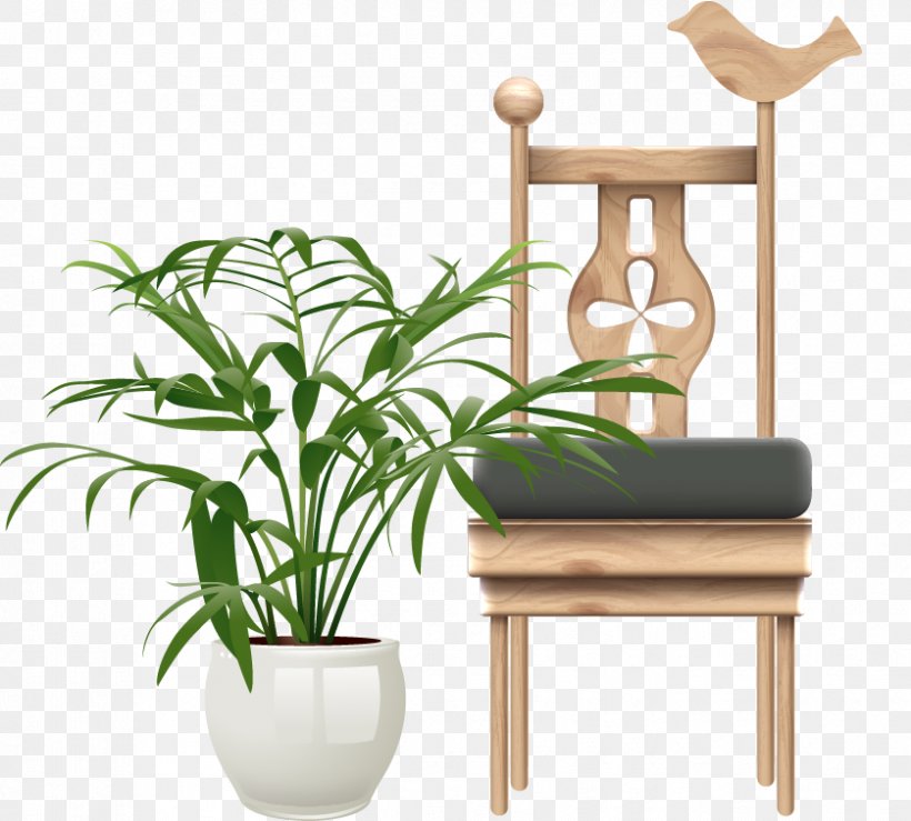 Potted Pattern Painted Wooden Chair, PNG, 838x756px, Apple, Computer Graphics, Flowerpot, Furniture, Houseplant Download Free