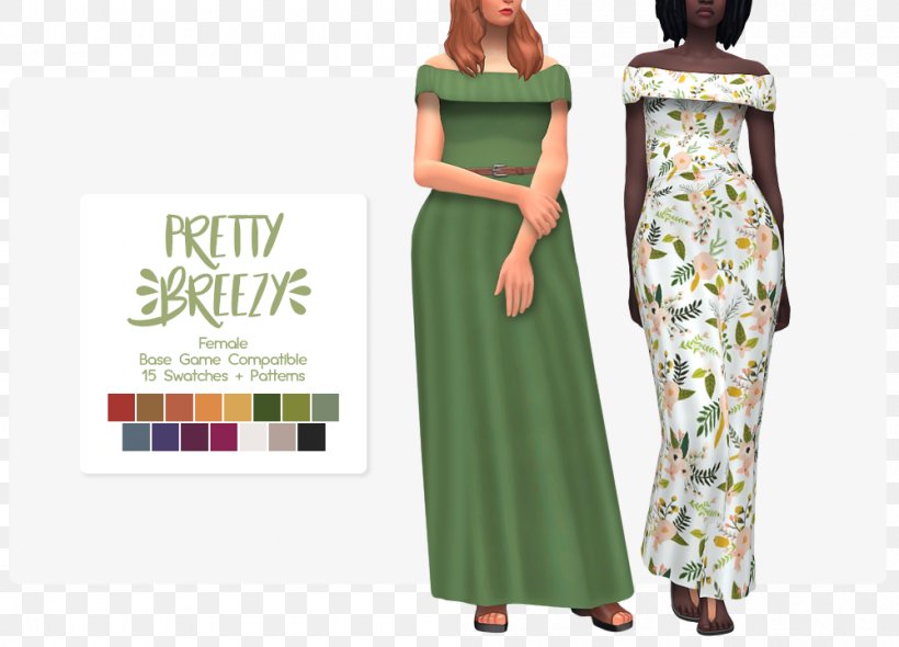 The Sims 4 Sleeve Maxi Dress Clothing, PNG, 1000x720px, Sims 4, Clothing, Color, Day Dress, Dress Download Free