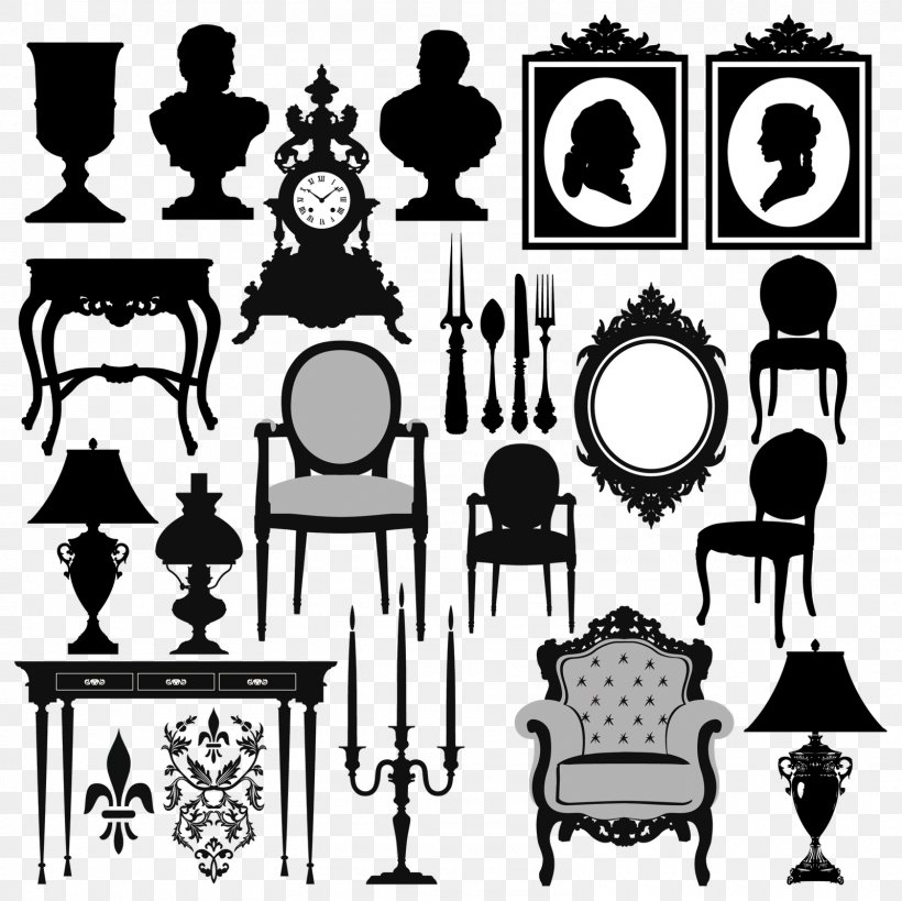 Antique Furniture Clip Art, PNG, 1600x1599px, Antique Furniture, Antique, Black, Black And White, Chair Download Free