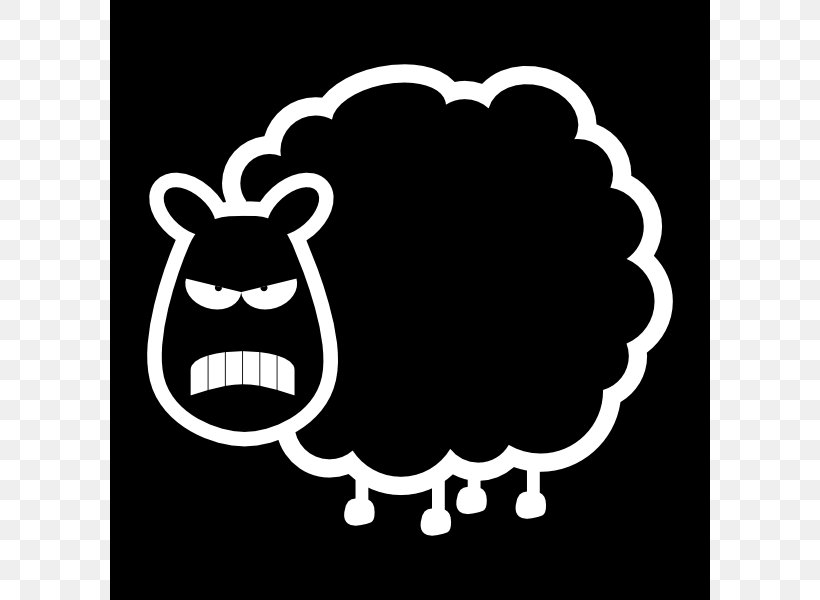 Black Sheep Goat Clip Art, PNG, 600x600px, Sheep, Black, Black And White, Black Sheep, Cartoon Download Free