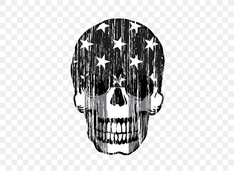 Decal Sticker Polyvinyl Chloride T-shirt Skull, PNG, 600x600px, Decal, Black And White, Bone, Flag Of The United States, Jaw Download Free