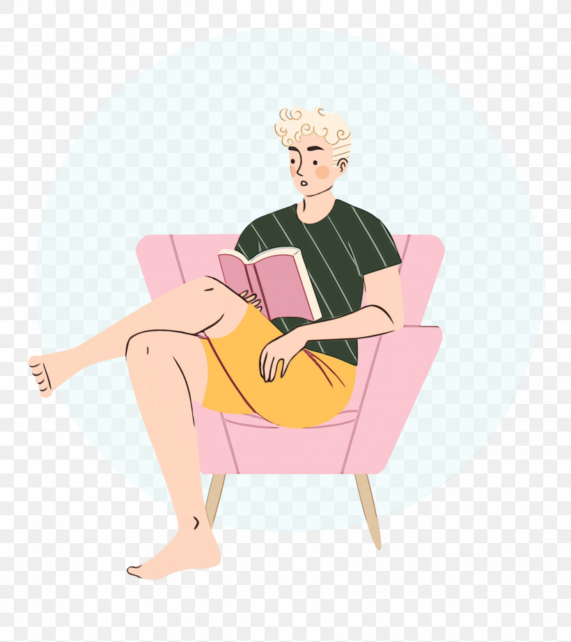 Cartoon Character Sitting Chair Behavior, PNG, 2222x2500px, Reading Book, Behavior, Cartoon, Chair, Character Download Free