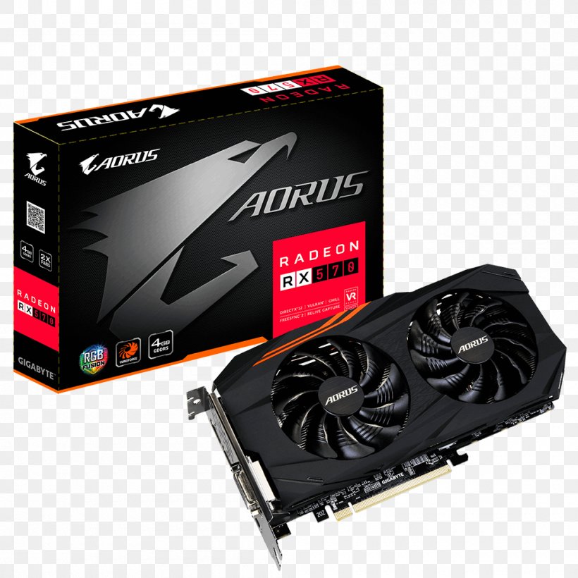 Graphics Cards & Video Adapters Gigabyte Technology GDDR5 SDRAM Radeon AORUS Pte. Ltd, PNG, 1000x1000px, Graphics Cards Video Adapters, Amd Radeon 500 Series, Amd Radeon Rx 580, Aorus Pte Ltd, Computer Download Free