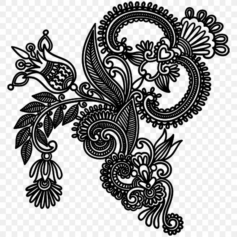 Henna Mehndi Flower Embroidery, PNG, 1024x1024px, Henna, Art, Black And White, Drawing, Embroidery Download Free
