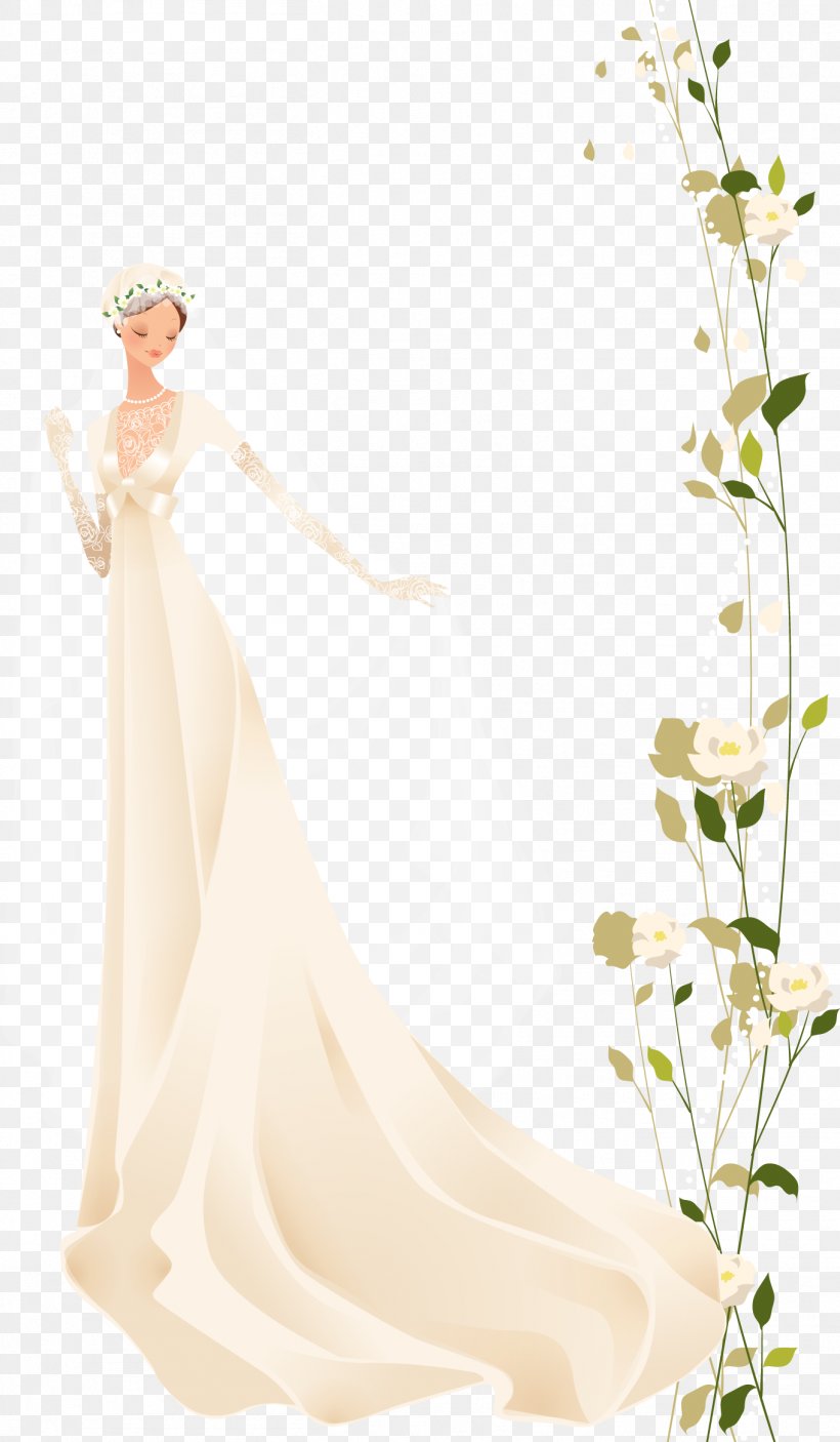 Contemporary Western Wedding Dress Bride, PNG, 1361x2335px, Watercolor, Cartoon, Flower, Frame, Heart Download Free