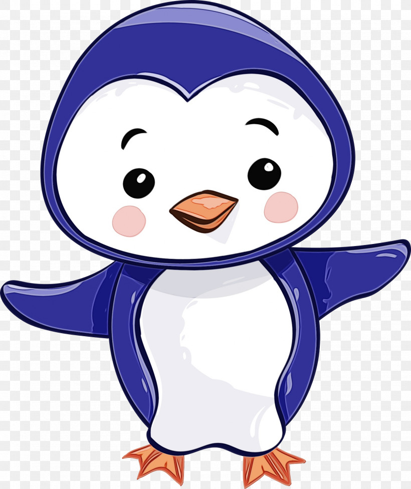 Penguin, PNG, 1613x1920px, Watercolor, Bird, Cartoon, Flightless Bird, Paint Download Free