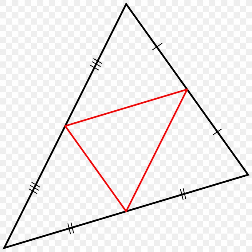 Medial Triangle Midpoint Median Equilateral Triangle, PNG, 1024x1024px, Triangle, Area, Bisection, Circumscribed Circle, Edge Download Free