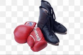 Boxing Gloves And Black High-top Shoes - Sports Equipment Boxing Glove PNG