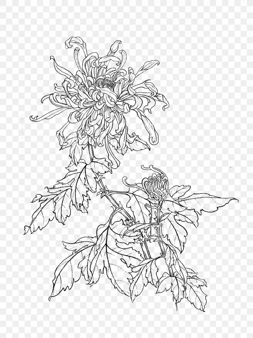 Gongbi Manual Of The Mustard Seed Garden Painting Chrysanthemum China, PNG, 1197x1600px, Gongbi, Black And White, China, Chinese Painting, Chrysanthemum Download Free