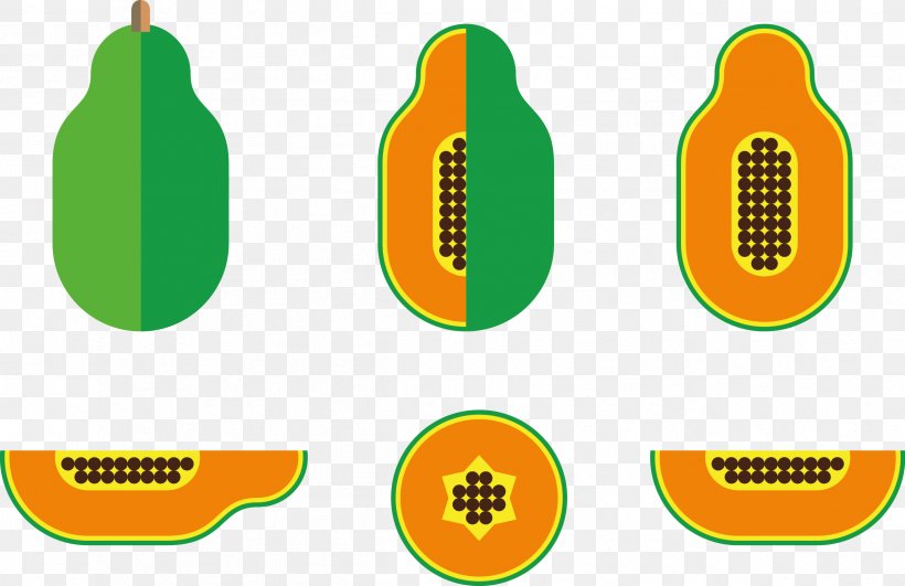 Papaya Vecteur Illustration, PNG, 2396x1553px, Papaya, Area, Brand, Logo, Peel Download Free