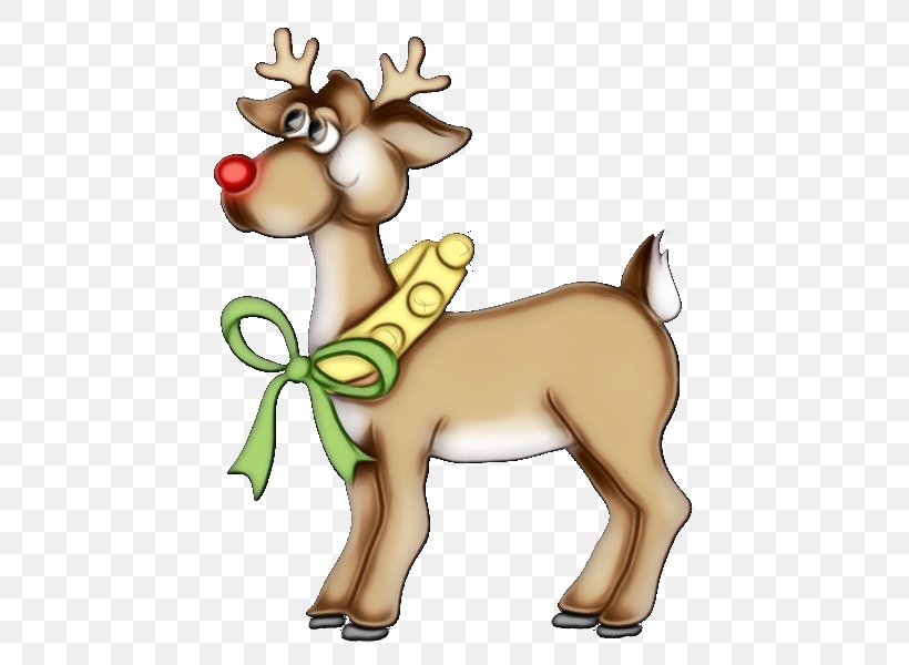 Reindeer, PNG, 477x600px, Watercolor, Cartoon, Deer, Fawn, Fictional Character Download Free