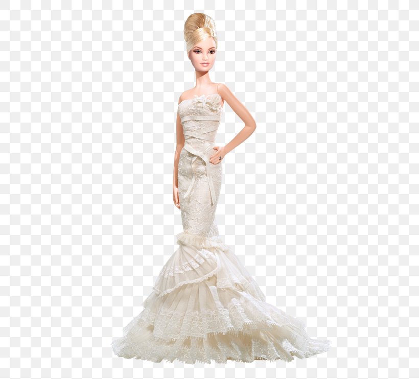 Wedding Dress Vera Wang Bride: The Romanticist Barbie Doll #L9664, PNG, 500x742px, Watercolor, Cartoon, Flower, Frame, Heart Download Free
