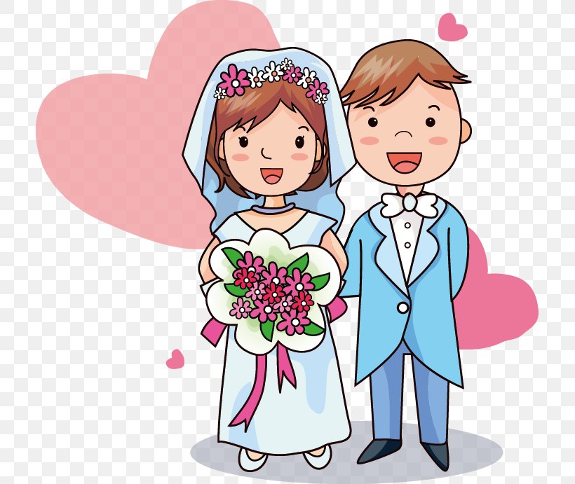 Wedding Invitation Cartoon Romance Drawing, PNG, 717x691px, Watercolor, Cartoon, Flower, Frame, Heart Download Free