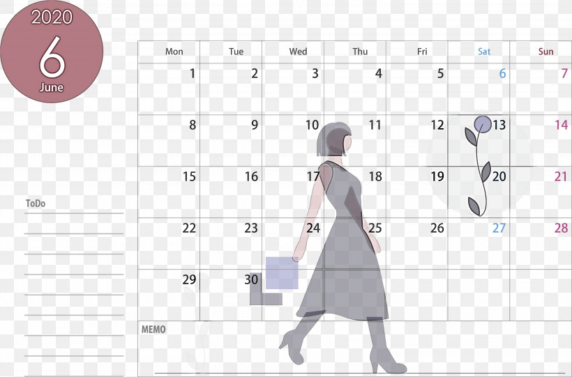 June 2020 Calendar 2020 Calendar, PNG, 3000x1982px, 2020 Calendar, June 2020 Calendar, Diagram, Line, Text Download Free