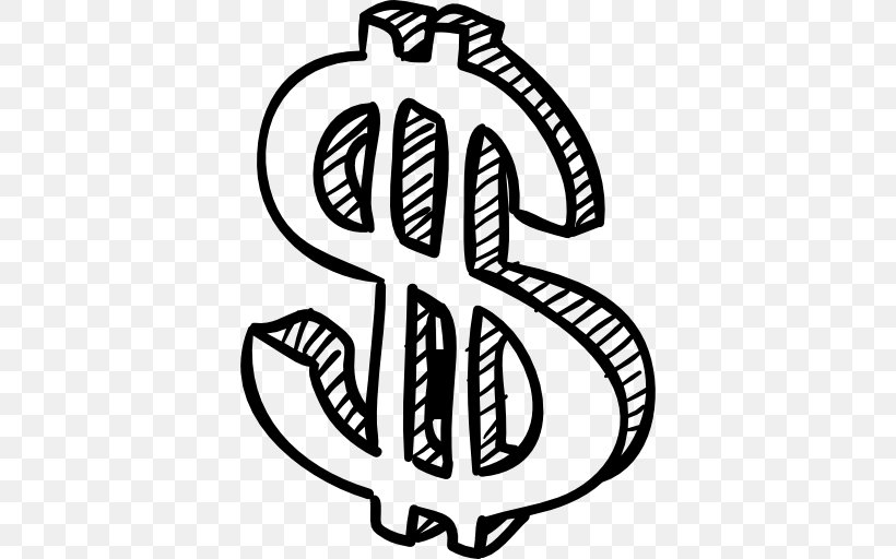 Currency Symbol Dollar Sign United States Dollar, PNG, 512x512px, Currency Symbol, Area, Artwork, Black And White, Brand Download Free