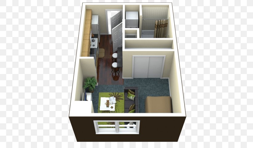 Studio Apartment Bathroom House Bedroom, PNG, 640x480px, 3d Floor Plan, Apartment, Bathroom, Bed, Bedroom Download Free