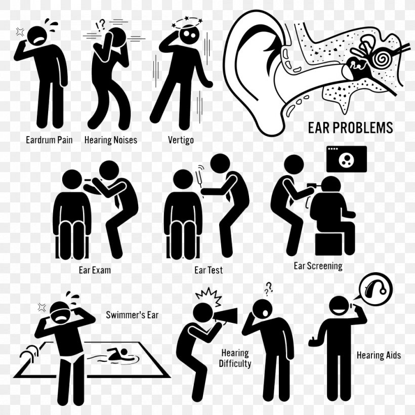 Medical Diagnosis Disease Ear Symptom Clip Art, PNG, 1000x1000px, Pictogram, Black And White, Brand, Cancer, Cardiovascular Disease Download Free