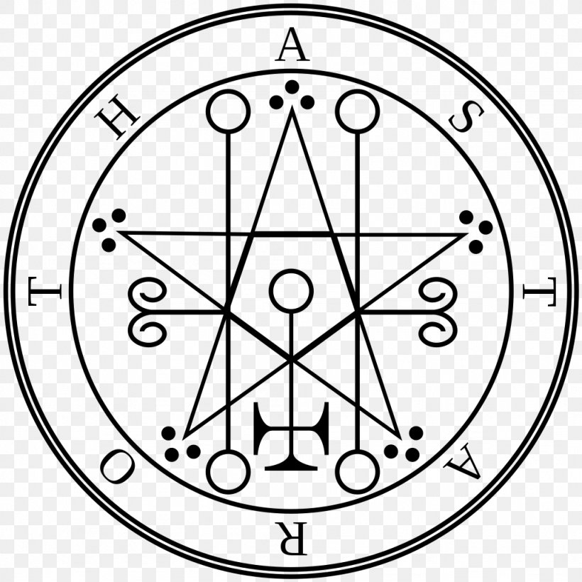 Lesser Key Of Solomon Astaroth Sigil Goetia Demon, PNG, 1024x1024px, Lesser Key Of Solomon, Area, Astaroth, Black And White, Clock Download Free