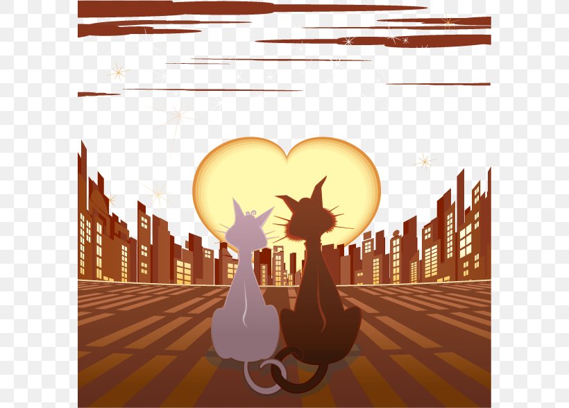 Cat Royalty-free Illustration, PNG, 596x588px, Cat, Art, Couple, Cuteness, Livestock Download Free