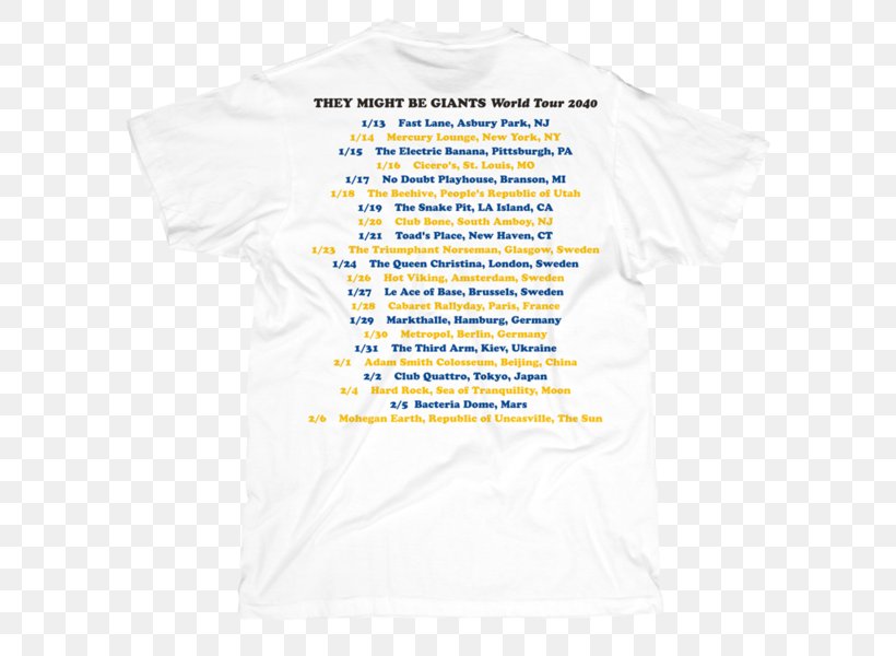Concert T-shirt They Might Be Giants, PNG, 600x600px, Tshirt, Area, Blue, Brand, Clothing Download Free