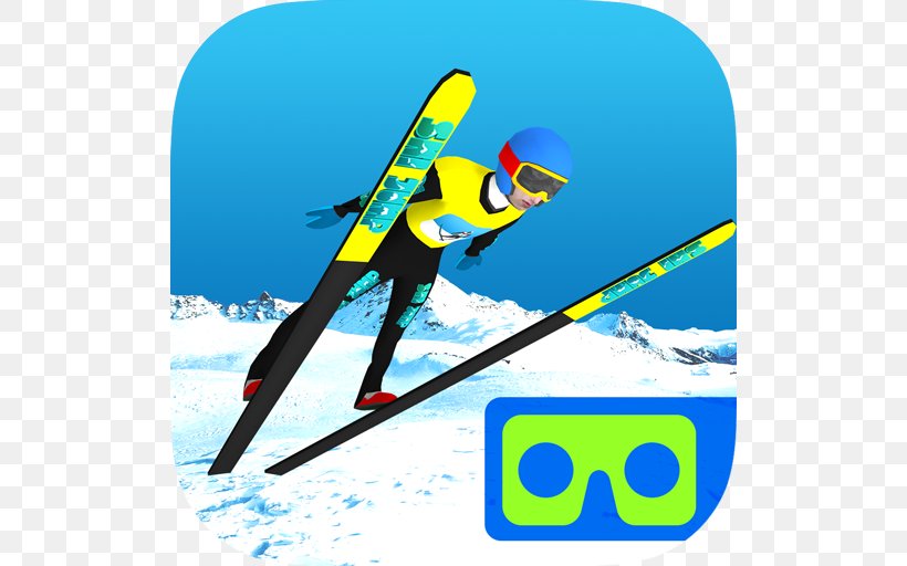Ski Bindings Ski Jump VR Ski Jumping Skiing Virtual Reality, PNG, 512x512px, Ski Bindings, Android, Brand, Extreme Sport, Game Download Free
