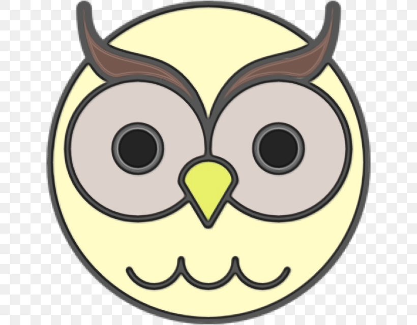 Owl White Yellow Cartoon Clip Art, PNG, 640x640px, Watercolor, Bird, Bird Of Prey, Cartoon, Eye Download Free