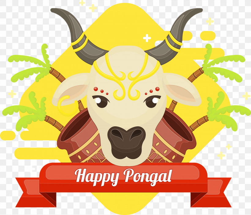 Pongal, PNG, 3000x2566px, Pongal, Paint, Poster, Watercolor, Wet Ink Download Free