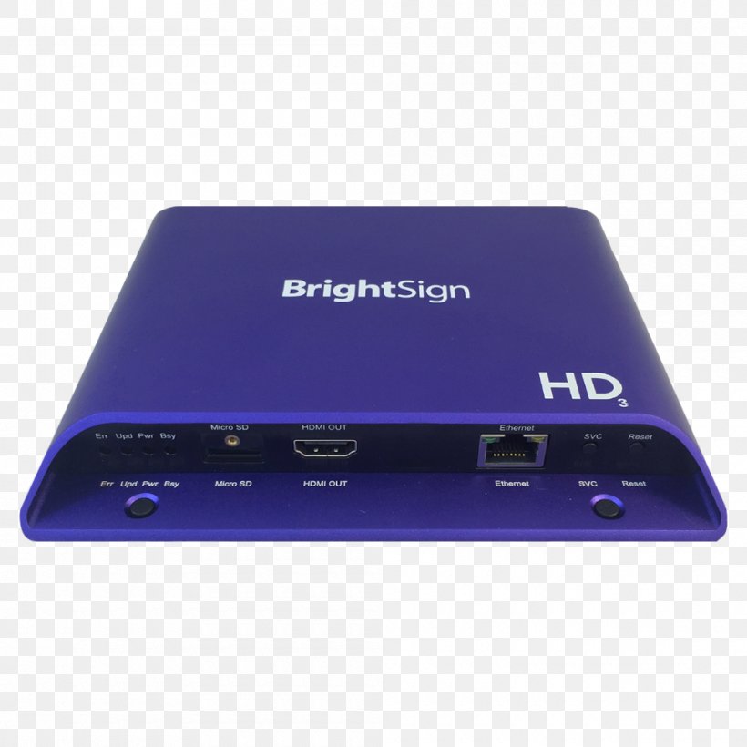 BrightSign HD223 1080p Media Player High-definition Video Professional Audiovisual Industry, PNG, 1000x1000px, Brightsign Hd223, Computer Monitors, Computer Network, Computer Software, Digital Media Player Download Free