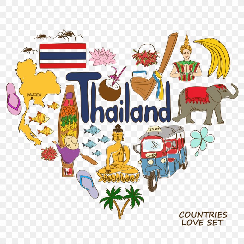 Thailand Heart Symbol Illustration, PNG, 1000x1000px, Thailand, Area, Art, Cartoon, Clip Art Download Free