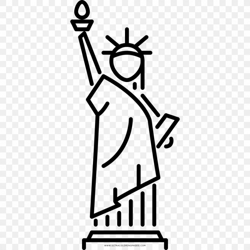 Statue Of Liberty Drawing, PNG, 1000x1000px, Statue Of Liberty, Area, Art, Black And White, Building Download Free