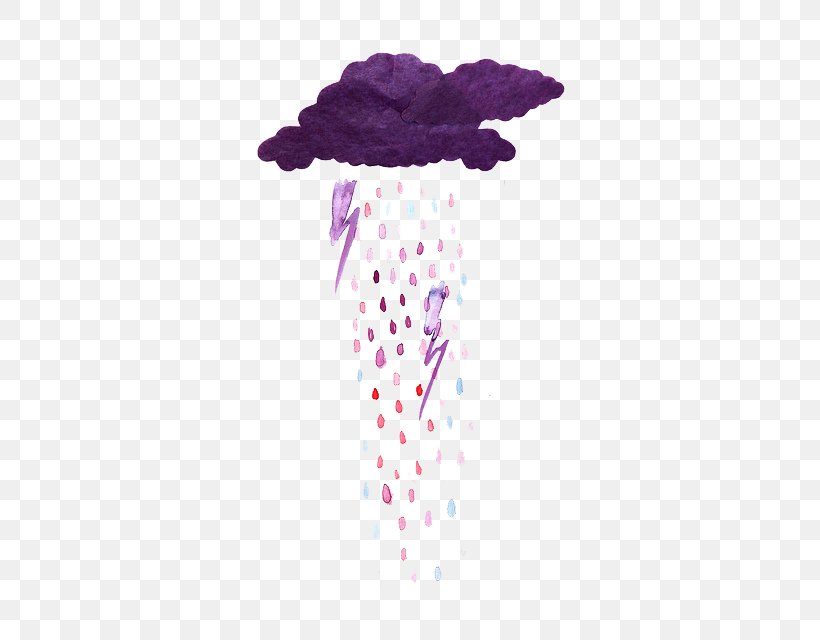 Drawing Rain Watercolor Painting Purple, PNG, 420x640px, Drawing, Art, Cloud, Color, Flower Download Free